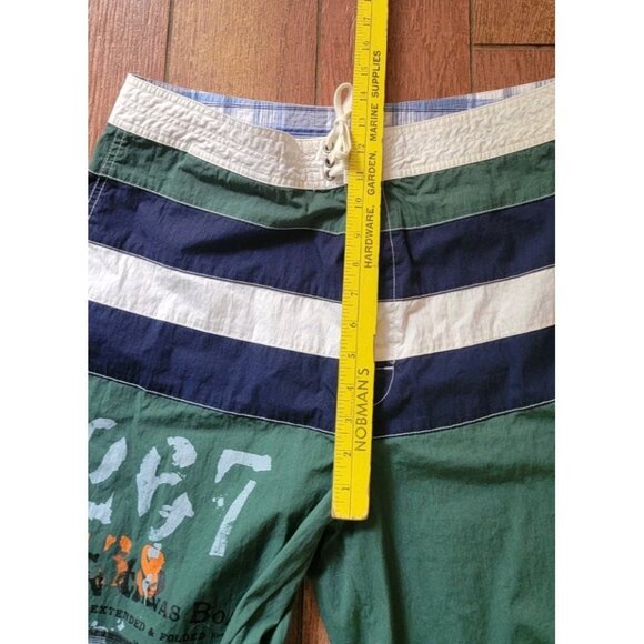 Polo Ralph Lauren Y2K Vintage Swim Trunks 36 Green Canvas Boats 267 Color Block - Picture 8 of 11